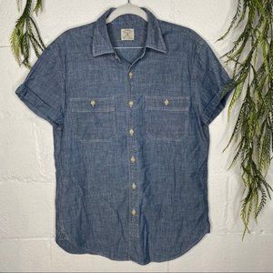 J. Crew Chambray Short Sleeve Button Shirt Size M